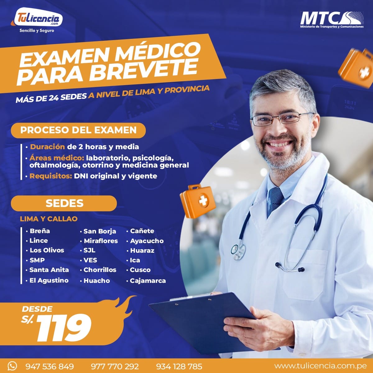 Examen médico para sacar brevete - Centro médico autorizado
